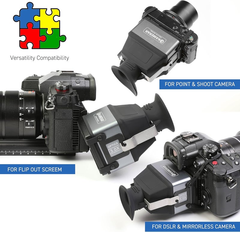 Kamerar عدسة عرض LCD CVF-2 مكبر 3X لشاشة LCD بحجم 3.0" و 3.2" لكاميرات كانون، نيكون، بينتاكس، سوني DSLR - Image 4